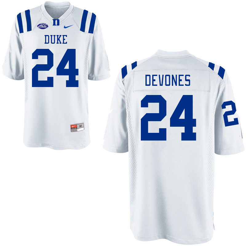 Men #24 Tre'Shon Devones Duke Blue Devils College Football Jerseys Stitched-White